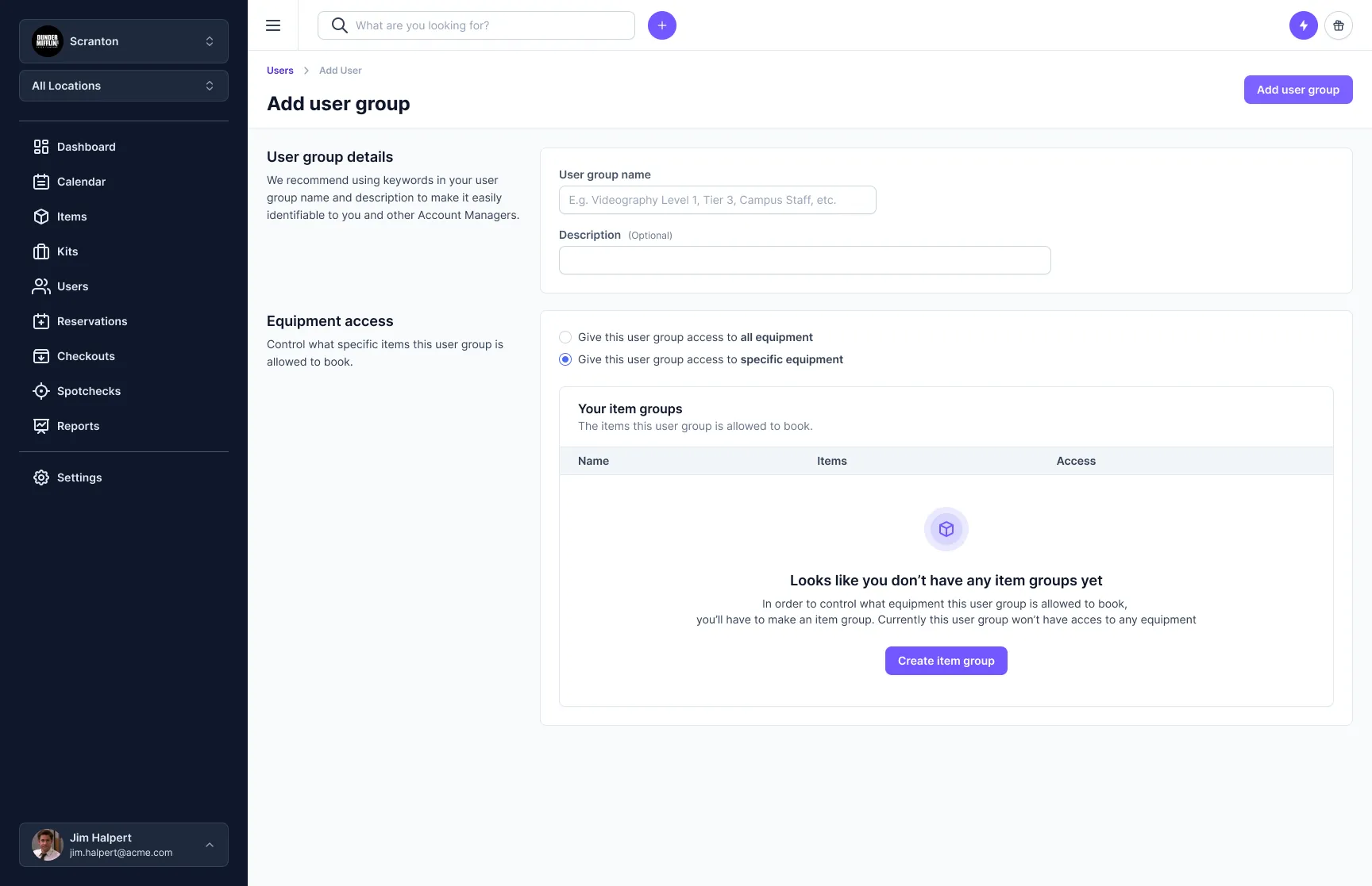 Creating a user group